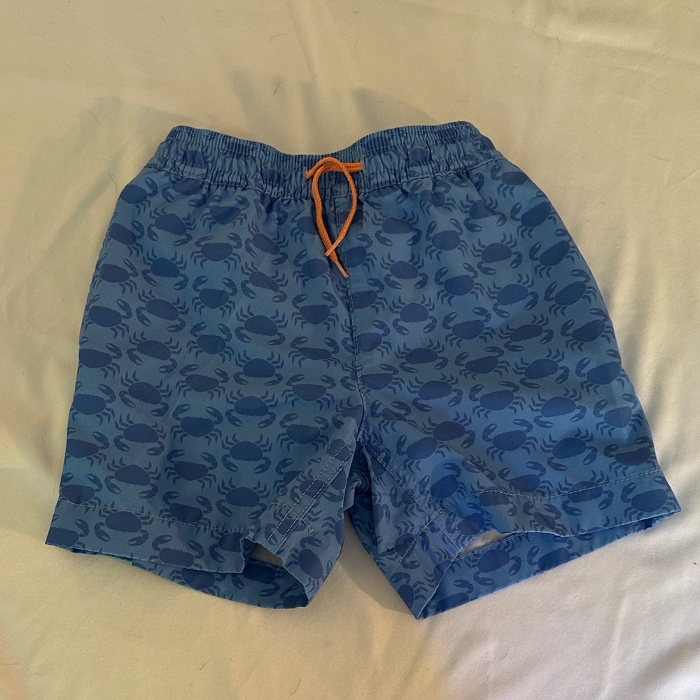 Crewcuts Blue Crab Pattern Swim Trunks